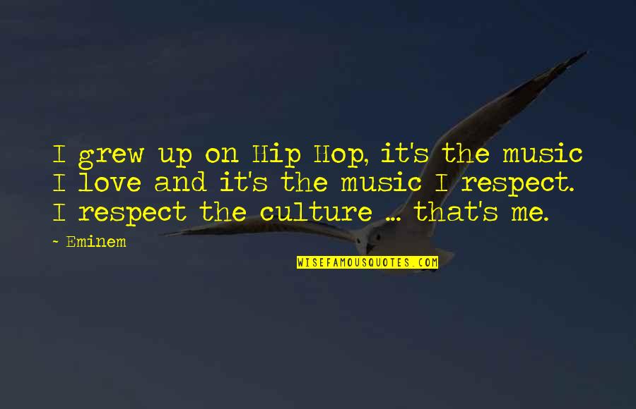 Music Up Quotes By Eminem: I grew up on Hip Hop, it's the