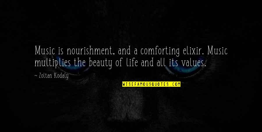 Music Values Quotes By Zoltan Kodaly: Music is nourishment, and a comforting elixir. Music
