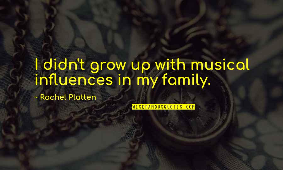 Musical Family Quotes By Rachel Platten: I didn't grow up with musical influences in Musical Family Quotes By Rachel Platten: I didn't grow up with musical influences in
