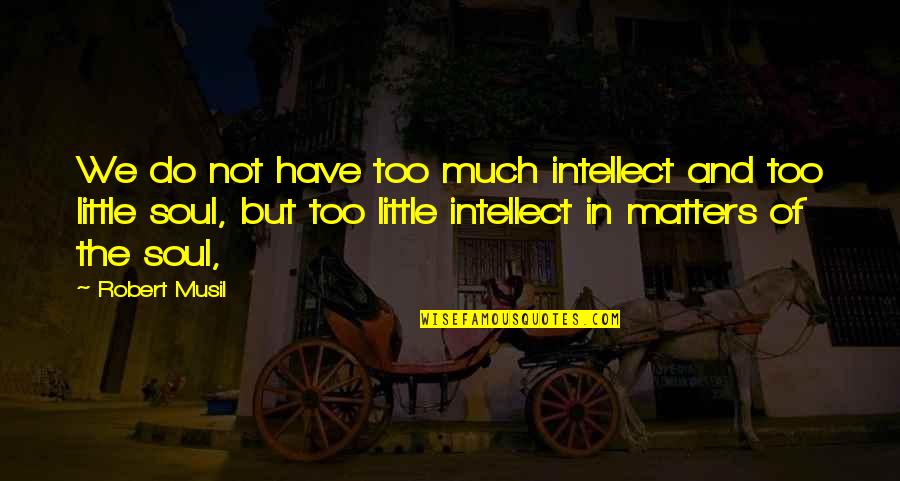 Musil Quotes By Robert Musil: We do not have too much intellect and