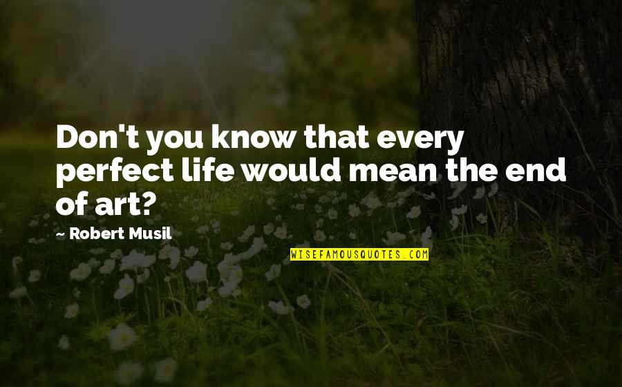 Musil Robert Quotes By Robert Musil: Don't you know that every perfect life would