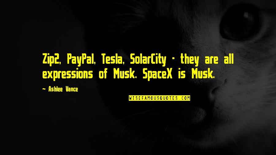 Musk Quotes By Ashlee Vance: Zip2, PayPal, Tesla, SolarCity - they are all