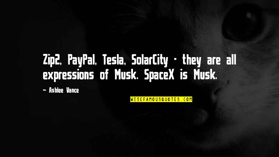 Musk Tesla Quotes By Ashlee Vance: Zip2, PayPal, Tesla, SolarCity - they are all