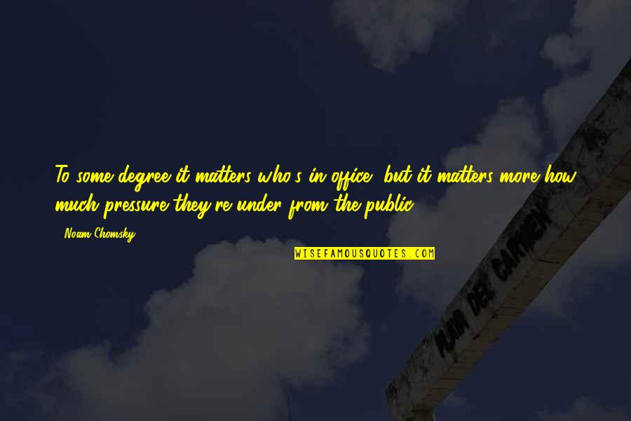 Muskarca Slike Quotes By Noam Chomsky: To some degree it matters who's in office, Muskarca Slike Quotes By Noam Chomsky: To some degree it matters who's in office,