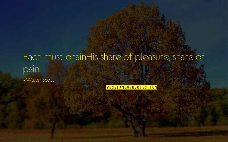 Must Share Quotes By Walter Scott: Each must drainHis share of pleasure, share of
