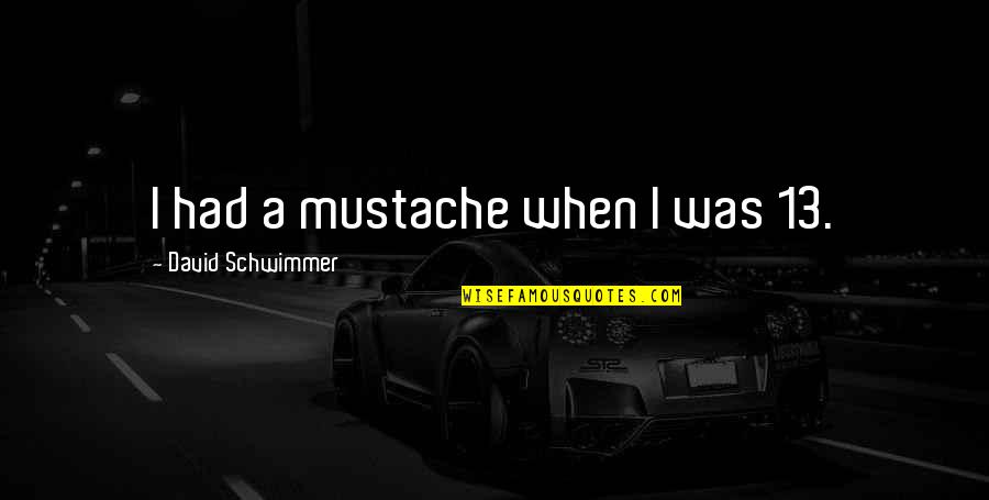 Mustache Quotes By David Schwimmer: I had a mustache when I was 13.