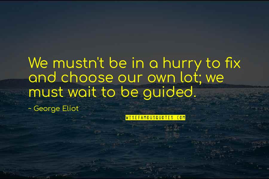 Mustn'ts Quotes By George Eliot: We mustn't be in a hurry to fix