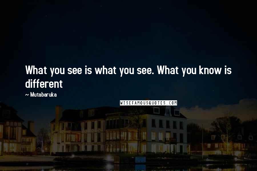 Mutabaruka quotes: What you see is what you see. What you know is different