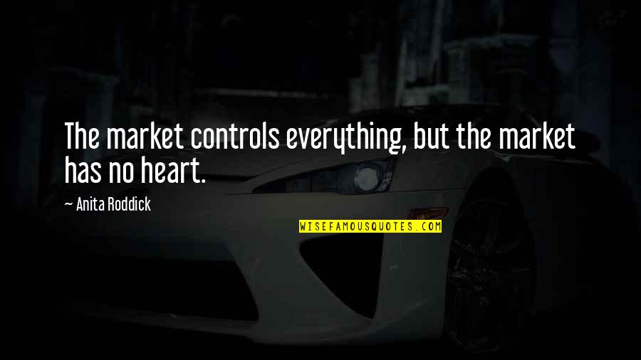 Muteled Quotes By Anita Roddick: The market controls everything, but the market has