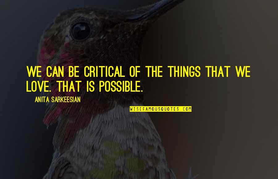 Muters Quotes By Anita Sarkeesian: We can be critical of the things that