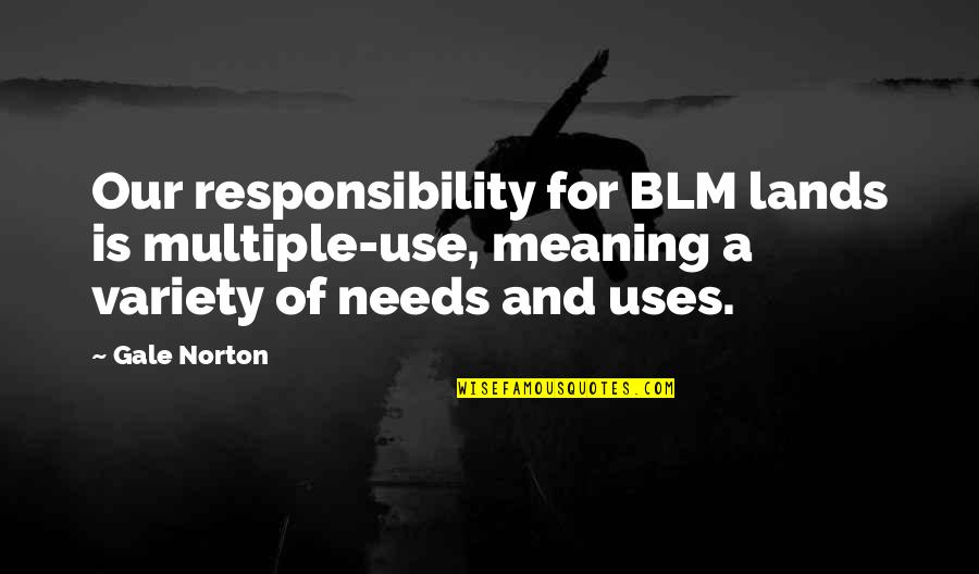 Mutesem Y Zyil Quotes By Gale Norton: Our responsibility for BLM lands is multiple-use, meaning