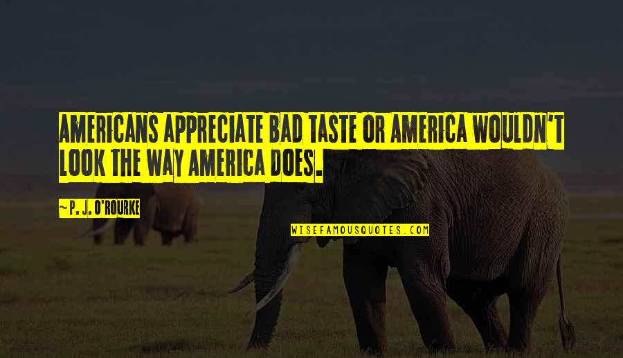 Muthukulam Sreedharan Quotes By P. J. O'Rourke: Americans appreciate bad taste or America wouldn't look