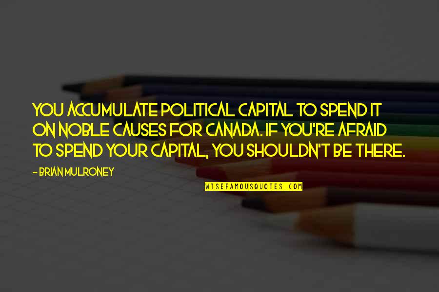 Muthusamy Samiappan Quotes By Brian Mulroney: You accumulate political capital to spend it on Muthusamy Samiappan Quotes By Brian Mulroney: You accumulate political capital to spend it on