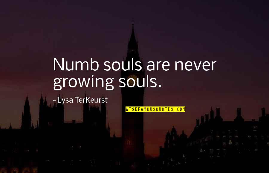 Mutilated Synonym Quotes By Lysa TerKeurst: Numb souls are never growing souls.