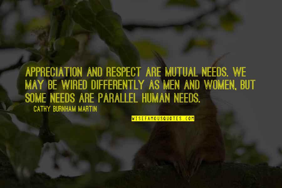 Mutual Relationships Quotes By Cathy Burnham Martin: Appreciation and respect are mutual needs. We may