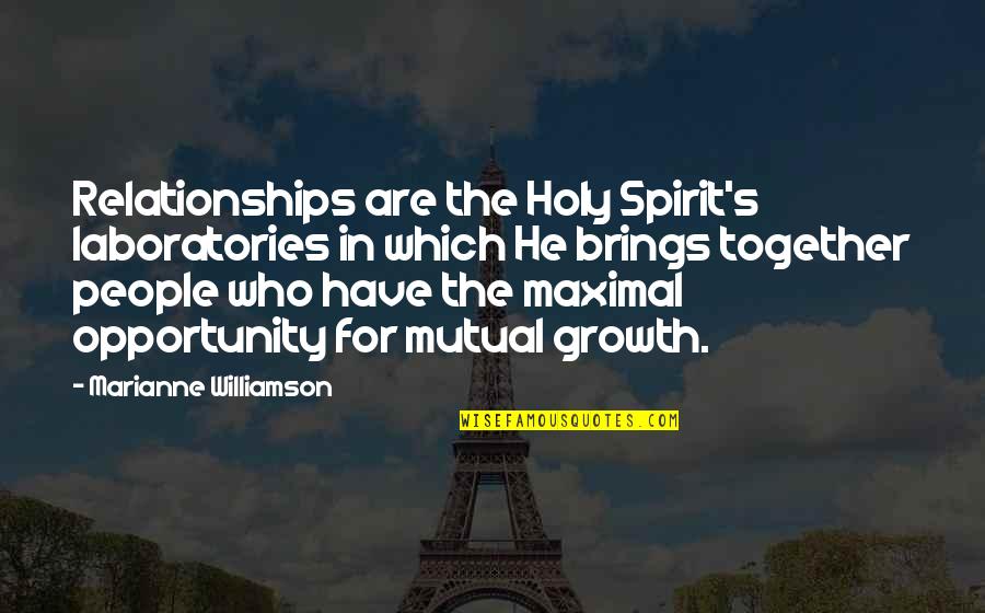 Mutual Relationships Quotes By Marianne Williamson: Relationships are the Holy Spirit's laboratories in which