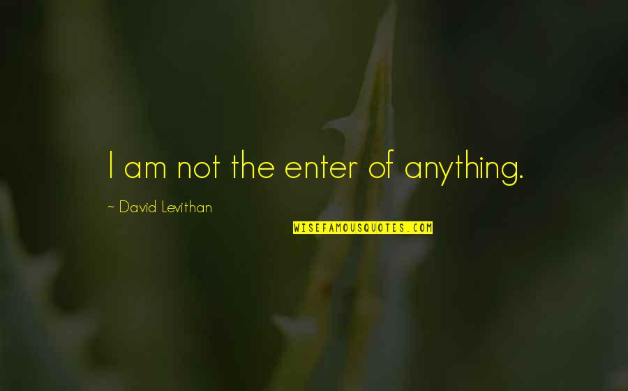 Mutunga Mwiwa Quotes By David Levithan: I am not the enter of anything.