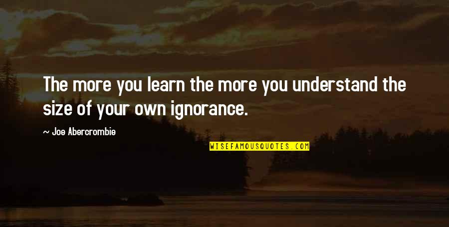 My 26 Birthday Quotes By Joe Abercrombie: The more you learn the more you understand