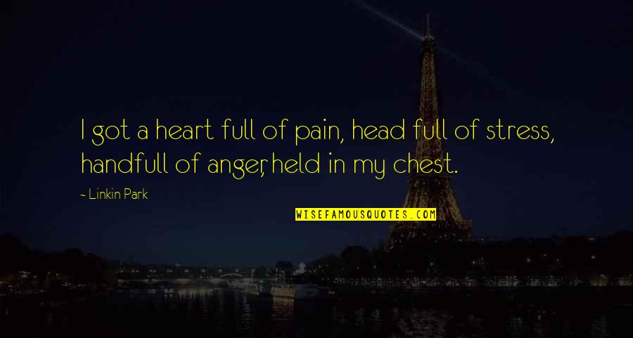 My Anger Quotes By Linkin Park: I got a heart full of pain, head