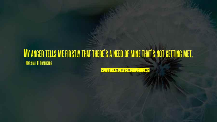 My Anger Quotes By Marshall B. Rosenberg: My anger tells me firstly that there's a