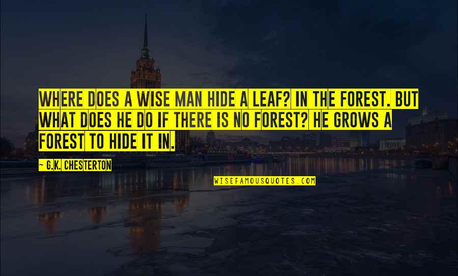 My Awesome Man Quotes By G.K. Chesterton: Where does a wise man hide a leaf?