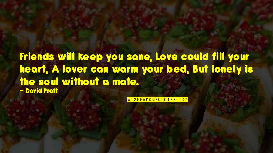 My Bed Is So Lonely Without You Quotes By David Pratt: Friends will keep you sane, Love could fill