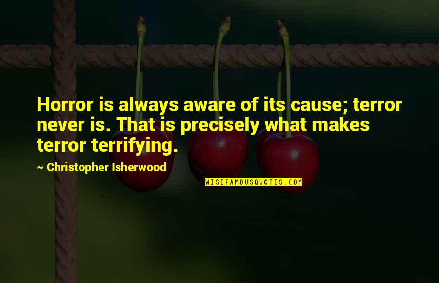 My Best Female Friend Quotes By Christopher Isherwood: Horror is always aware of its cause; terror