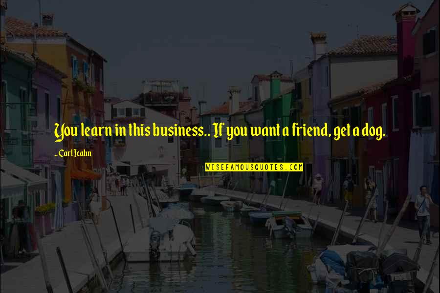 My Best Friend Dog Quotes By Carl Icahn: You learn in this business.. If you want