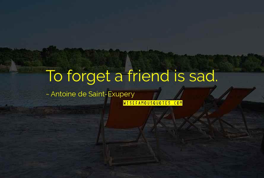 My Best Friend Sad Quotes By Antoine De Saint-Exupery: To forget a friend is sad.
