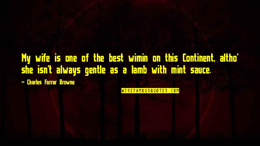 My Best One Quotes By Charles Farrar Browne: My wife is one of the best wimin