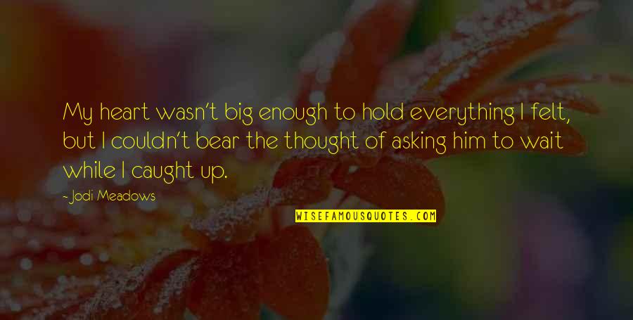 My Big Heart Quotes By Jodi Meadows: My heart wasn't big enough to hold everything