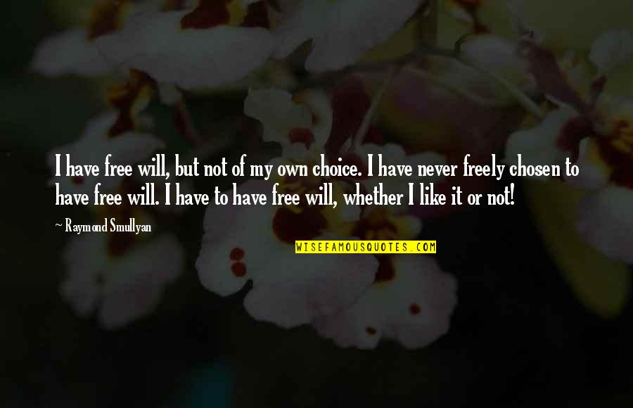 My Choice Quotes By Raymond Smullyan: I have free will, but not of my