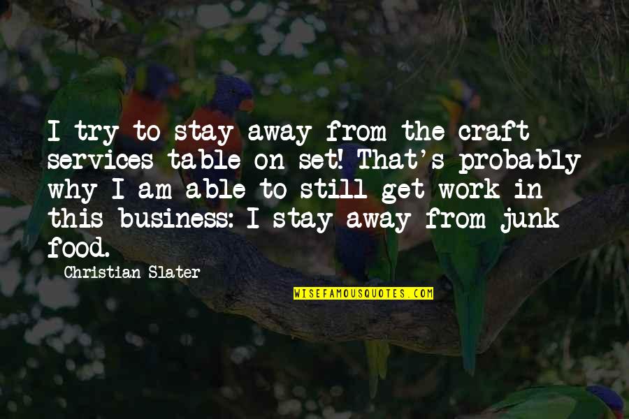 My Craft Work Quotes By Christian Slater: I try to stay away from the craft My Craft Work Quotes By Christian Slater: I try to stay away from the craft