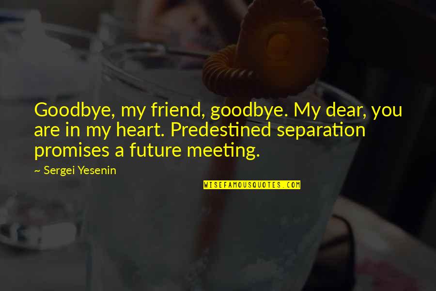 My Dear Friend Quotes By Sergei Yesenin: Goodbye, my friend, goodbye. My dear, you are