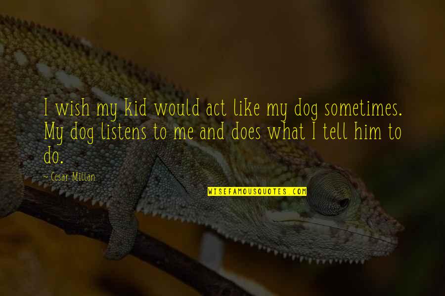 My Dog And I Quotes By Cesar Millan: I wish my kid would act like my