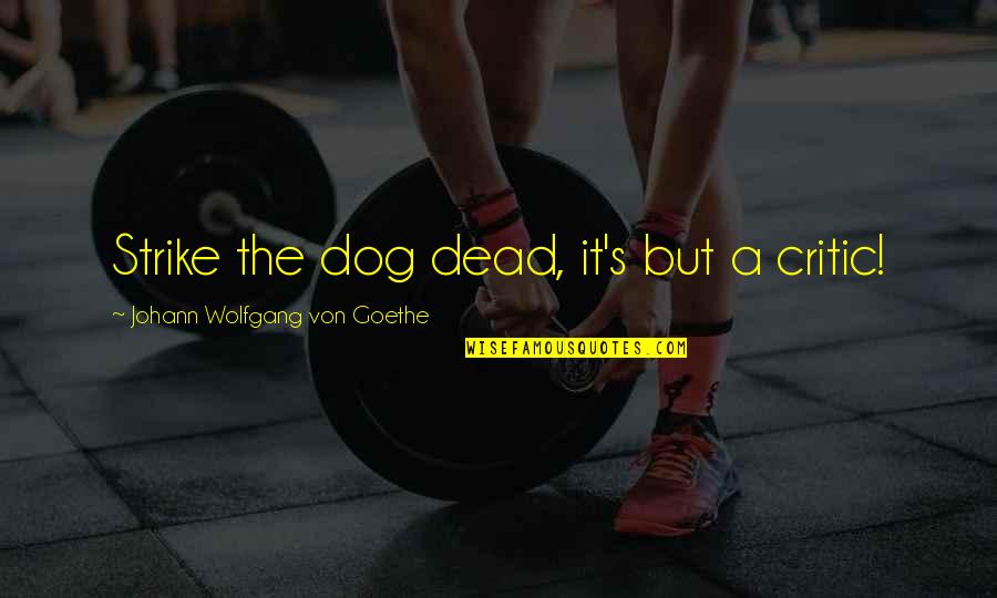 My Dog Is Dead Quotes By Johann Wolfgang Von Goethe: Strike the dog dead, it's but a critic! My Dog Is Dead Quotes By Johann Wolfgang Von Goethe: Strike the dog dead, it's but a critic!