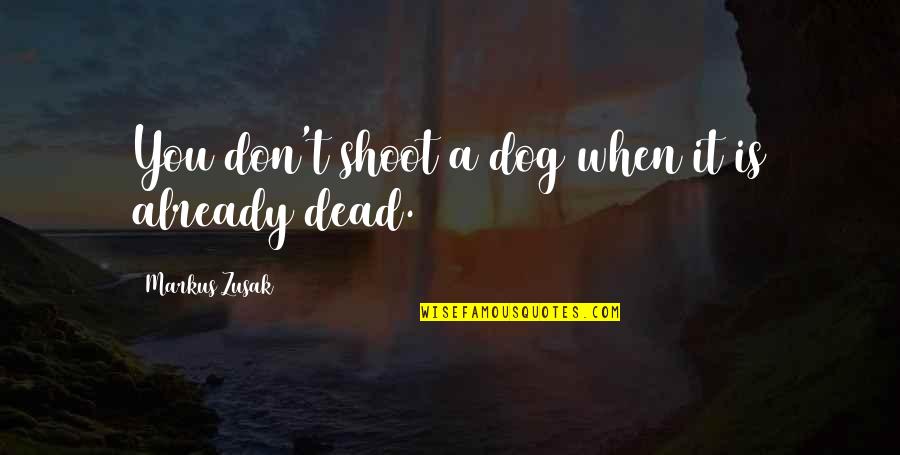 My Dog Is Dead Quotes By Markus Zusak: You don't shoot a dog when it is My Dog Is Dead Quotes By Markus Zusak: You don't shoot a dog when it is