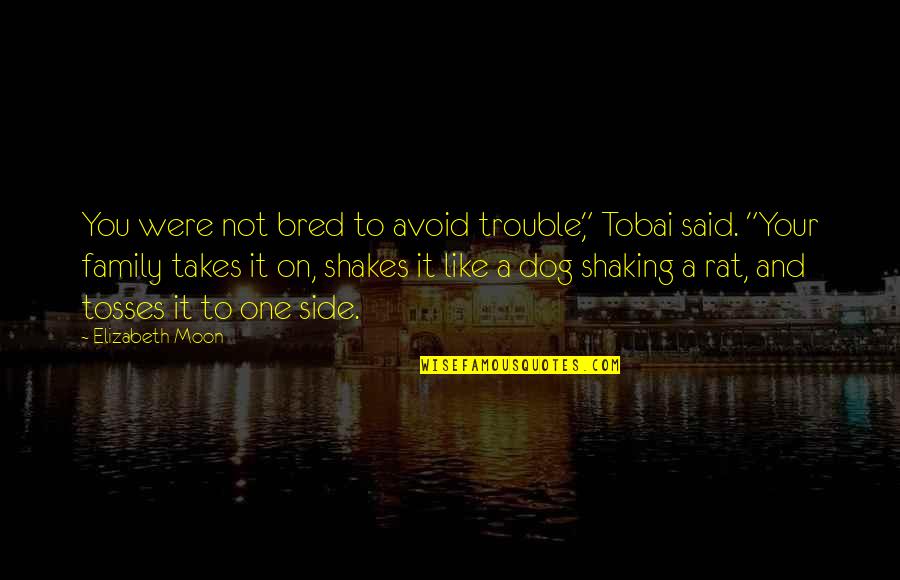 My Dog Is Family Quotes By Elizabeth Moon: You were not bred to avoid trouble," Tobai My Dog Is Family Quotes By Elizabeth Moon: You were not bred to avoid trouble," Tobai