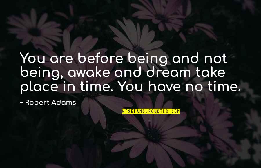 My Dream Place Quotes By Robert Adams: You are before being and not being, awake