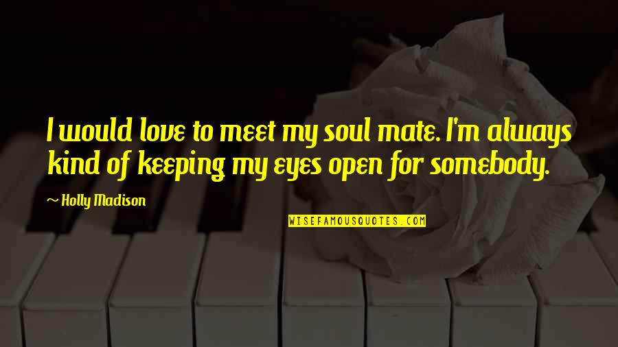 My Eyes My Soul Quotes By Holly Madison: I would love to meet my soul mate. My Eyes My Soul Quotes By Holly Madison: I would love to meet my soul mate.