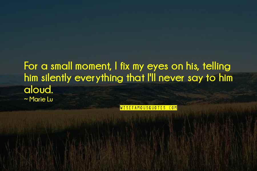 My Eyes Say Everything Quotes By Marie Lu: For a small moment, I fix my eyes