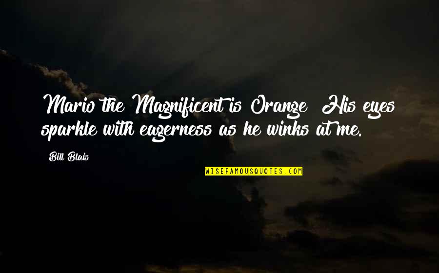 My Eyes Sparkle Quotes By Bill Blais: Mario the Magnificent is Orange! His eyes sparkle