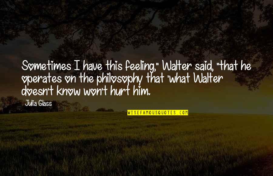 My Feeling Hurt Quotes By Julia Glass: Sometimes I have this feeling," Walter said, "that