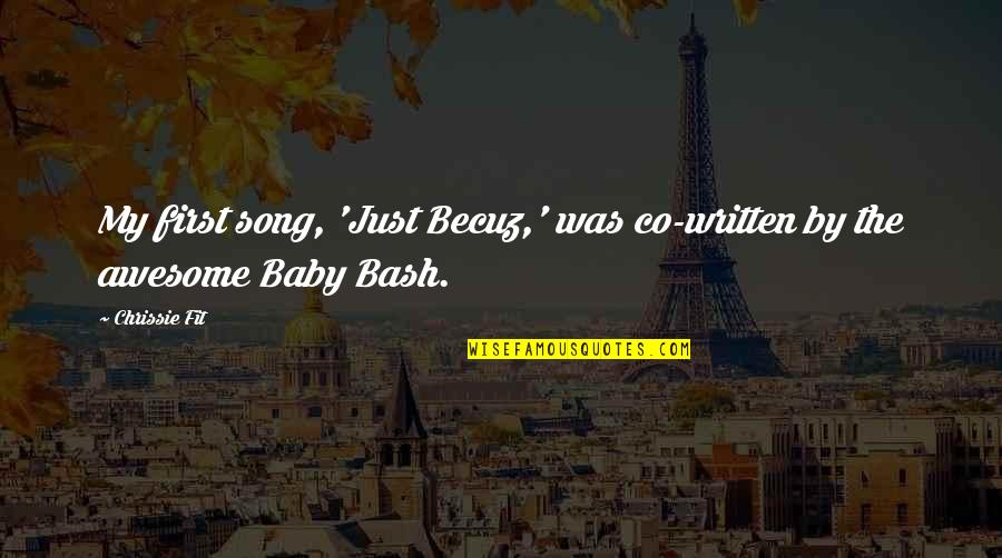 My First Baby Quotes By Chrissie Fit: My first song, 'Just Becuz,' was co-written by