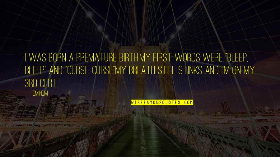 My First Born Quotes By Eminem: I was born a premature birth.My first words