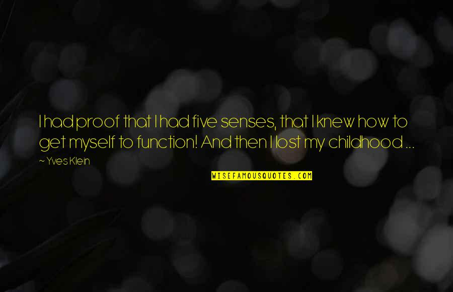 My Five Senses Quotes By Yves Klein: I had proof that I had five senses,