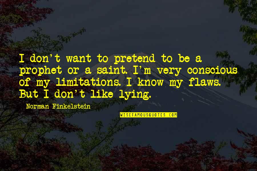 My Flaws Quotes By Norman Finkelstein: I don't want to pretend to be a