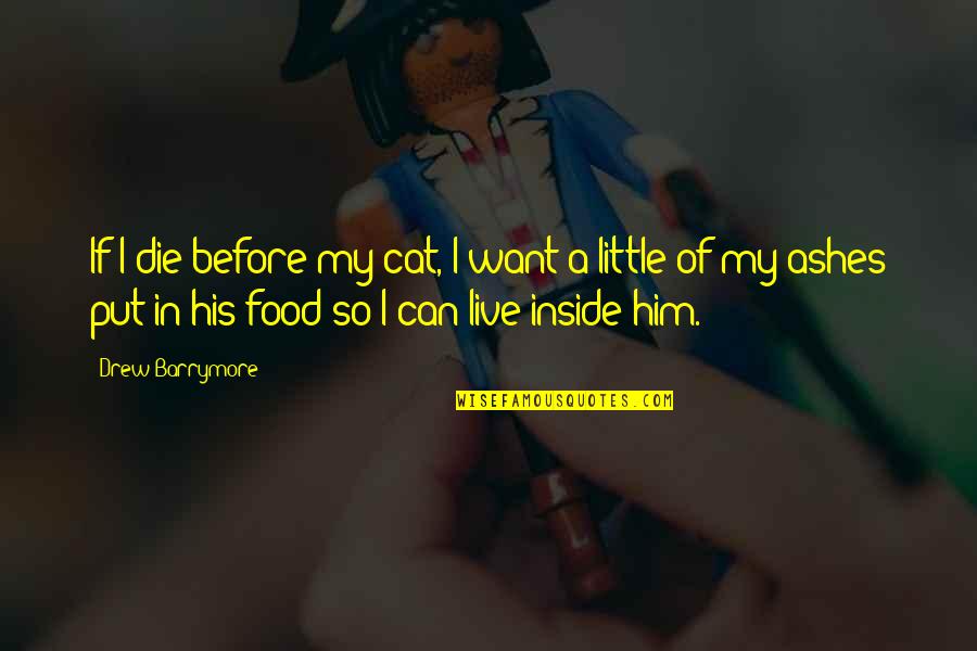 My Food Quotes By Drew Barrymore: If I die before my cat, I want My Food Quotes By Drew Barrymore: If I die before my cat, I want