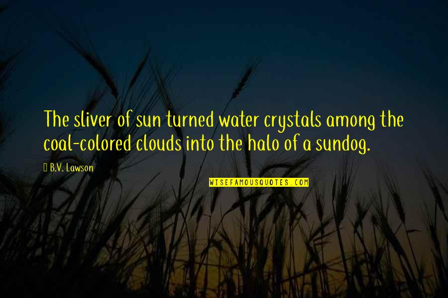 My Friends Are Idiots Quotes By B.V. Lawson: The sliver of sun turned water crystals among