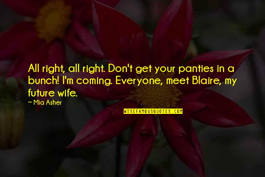 My Future Wife Quotes By Mia Asher: All right, all right. Don't get your panties
